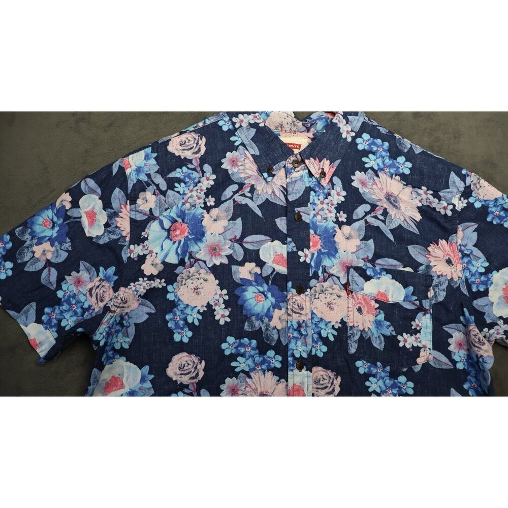 Vtg‎ 90s Y2K Levis Tropical Vacation Beachy Whimsy Hawaiian Short Sleeve Shirt - Picture 2 of 10